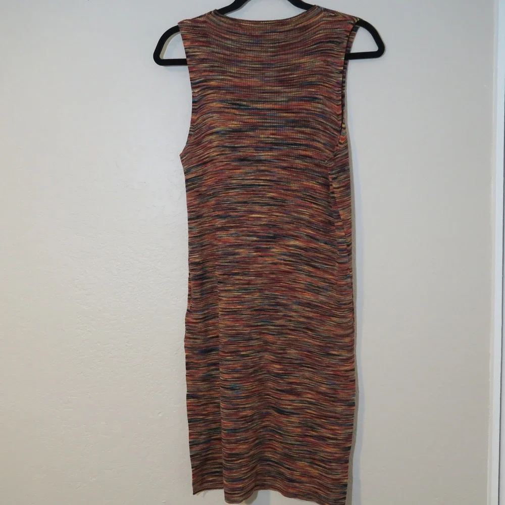 Anthropologie Dress Sleeveless Ribbed Knit Bodycon Multi Color Casual Size S‎